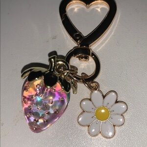 Strawberry purse/bag charm Keychain with Daisy